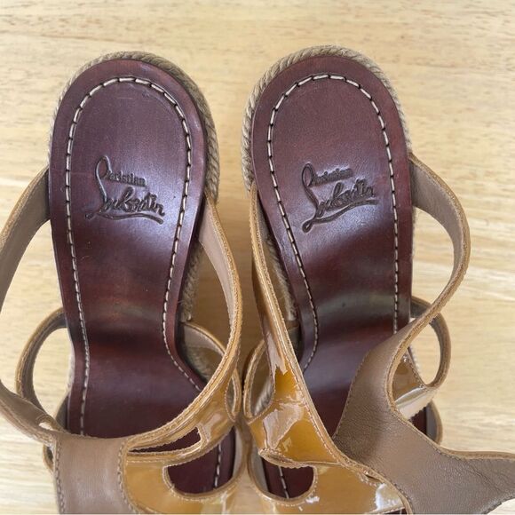 Authentic Christian Louboutin Patent Leather Gladiator Platform Sandals Size 6 - Picture 3 of 8